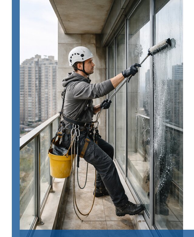 Профессиональная мойка балконного остекления в Зиме