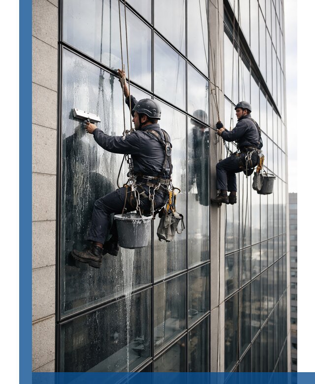 Профессиональная мойка стеклянных фасадов зданий в Зиме