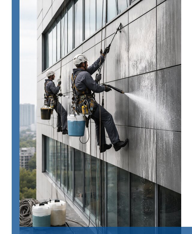 Профессиональная мойка вентилируемых фасадов в Зиме