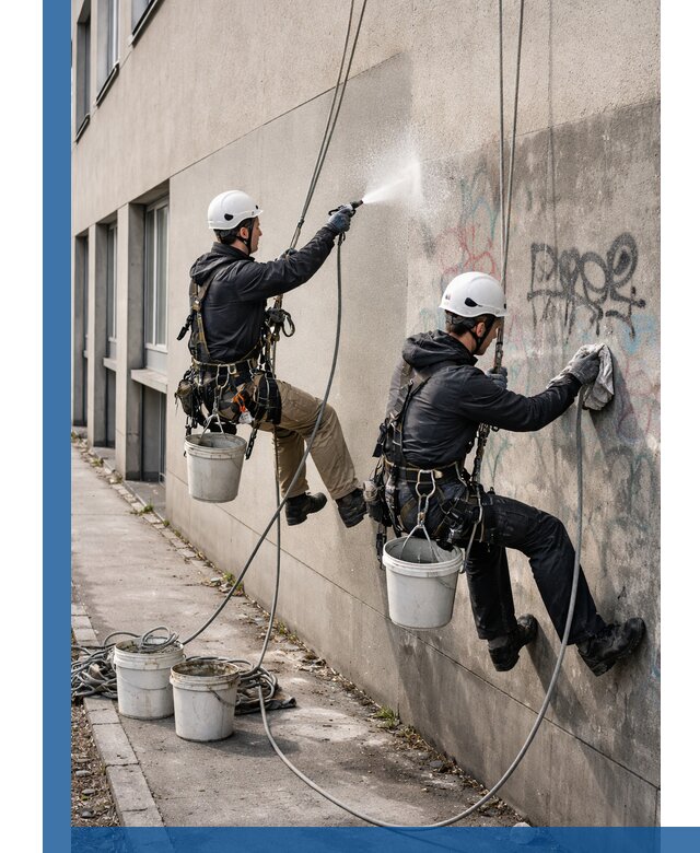 Антиграффити покрытие фасада с защитой от надписей в Зиме