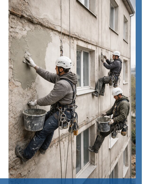 Ремонт штукатурного фасада в Зиме от 767 р. под ключ | ВЫСОТНИК-Зма