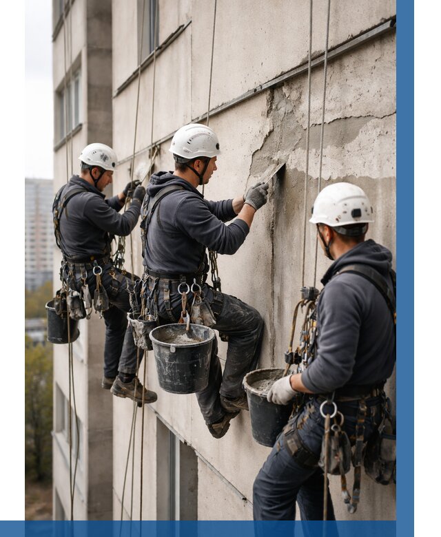 Ремонт бетонных элементов фасада в Зиме от 2557 р. | ВЫСОТНИК-Зма