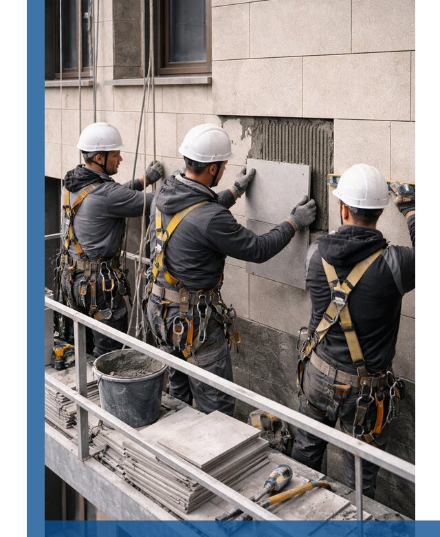 Ремонт облицовки фасада плиткой в Зиме с гарантией