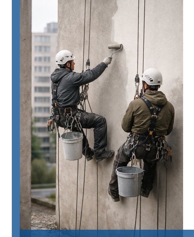 Покраска фасадов высотными альпинистами в Зиме с гарантией