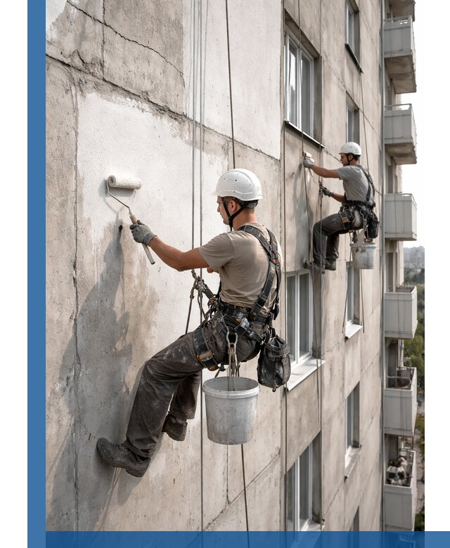 Покраска бетонного фасада в Зиме для жилых и промышленных объектов