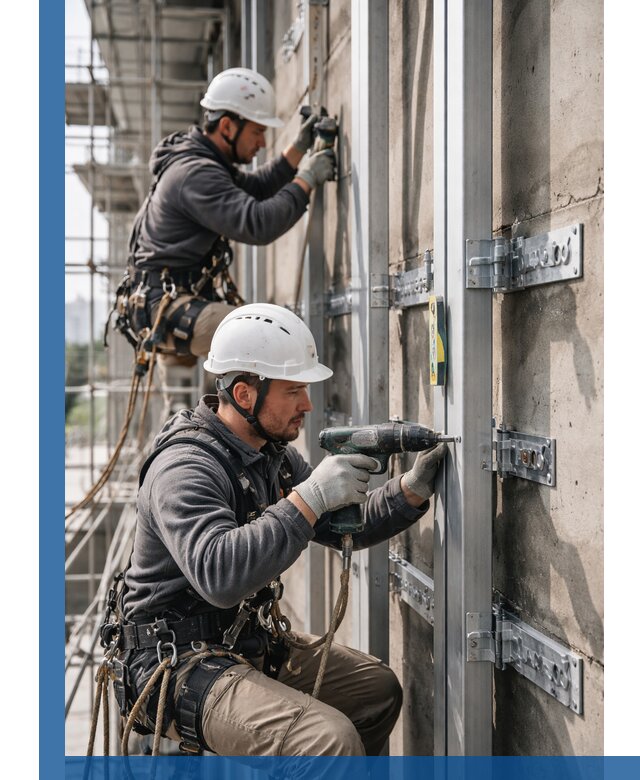 Монтаж и крепление подсистемы вентфасада в Зиме