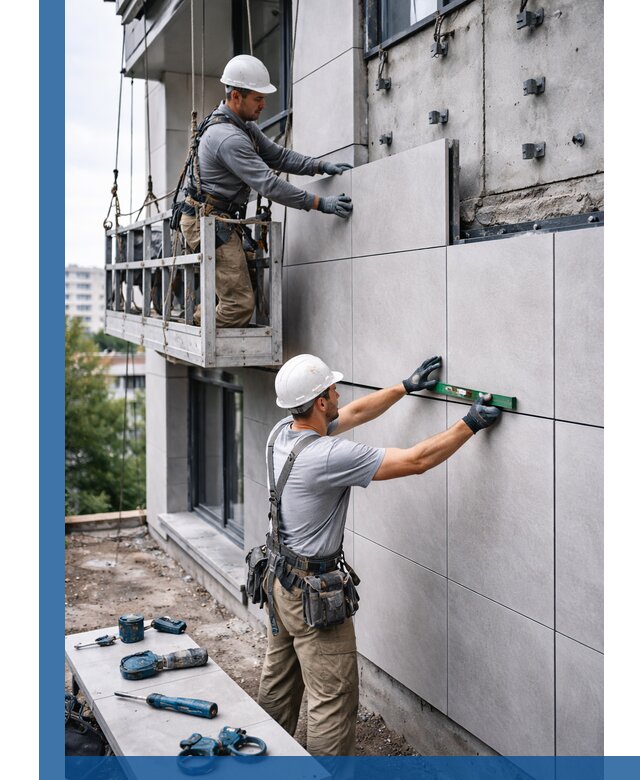 Монтаж керамогранита на фасад в Зиме под ключ с гарантией качества