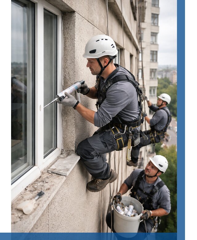 Герметизация оконных швов снаружи в Зиме от 1534 р. | ВЫСОТНИК-Зма