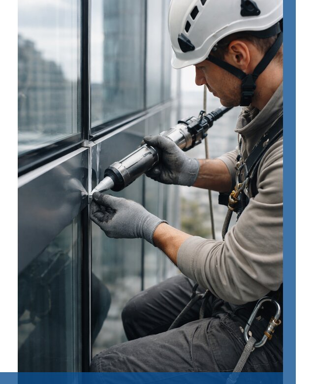 Герметизация стыков витража в Зиме от 1227 р. | ВЫСОТНИК-Зма