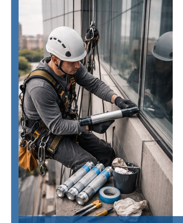 Герметизация стыков витража в Зиме для герметичных фасадов