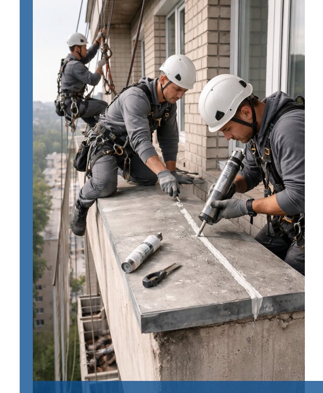 Герметизация балконного козырька в Зиме профессионально