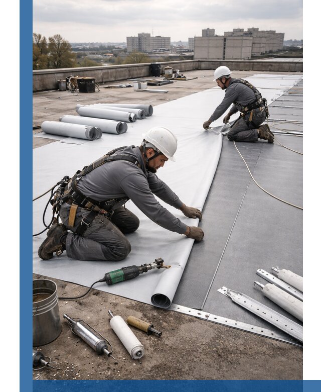 Монтаж мембранной кровли в Зиме для промышленных зданий