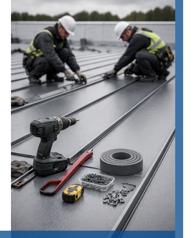 Монтаж фальцевой кровли в Зиме от 1841 р. | ВЫСОТНИК-Зма