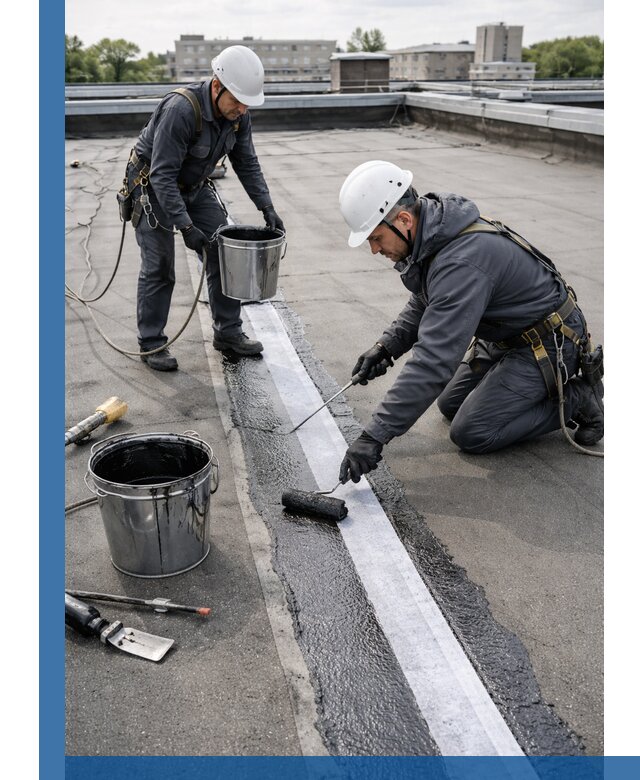 Гидроизоляция кровли мастикой в Зиме надежная защита