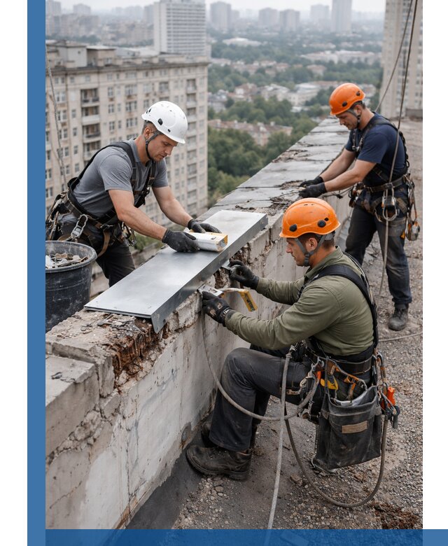 Ремонт парапета на кровле в Зиме, высотные работы с гарантией