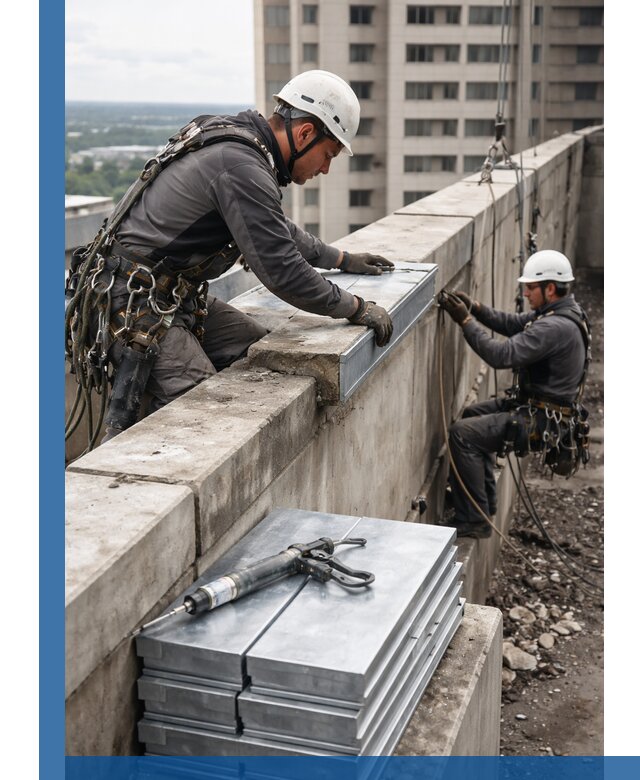 Замена парапетных крышек и установка новых в Зиме