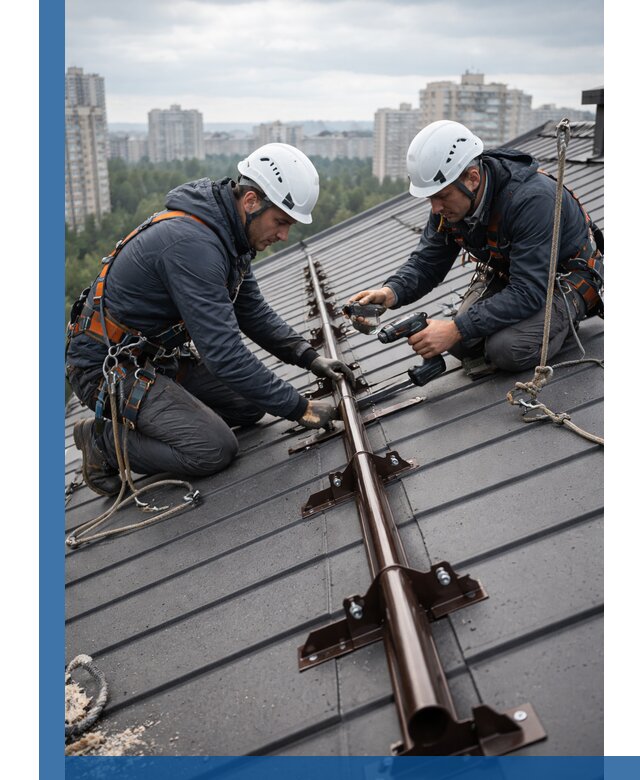 Монтаж снегозадержателей на кровле зданий в Зиме под ключ