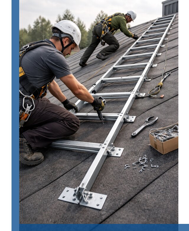 Профессиональный монтаж кровельной лестницы в Зиме под ключ