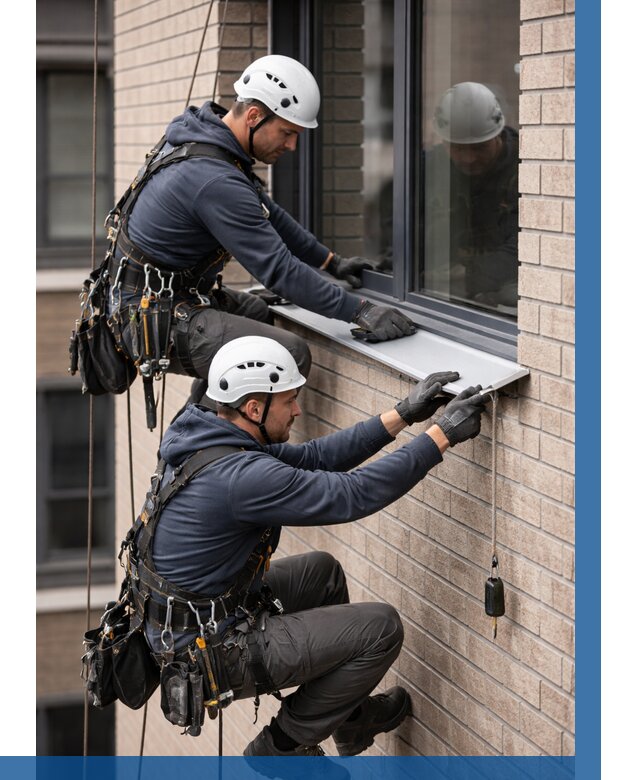 Монтаж оконных отливов под ключ в Зиме от 3580 р. | ВЫСОТНИК-Зма