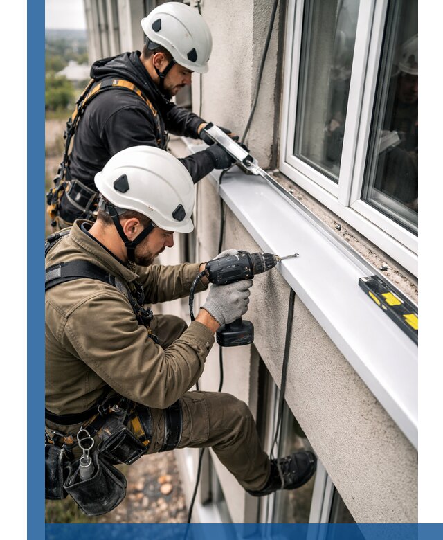 Профессиональный монтаж оконных отливов и отведения воды в Зиме