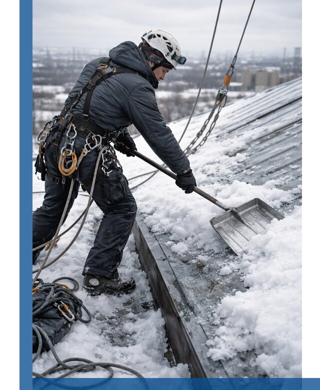 Профессиональная очистка кровли от снега и наледи в Зиме