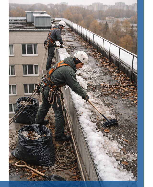 Очистка кровли по периметру в Зиме от 563 р. | ВЫСОТНИК-Зма