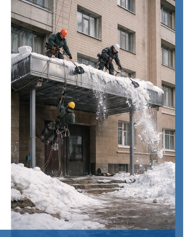 Очистка козырьков от снега в Зиме от 3580 р. | ВЫСОТНИК-Зма