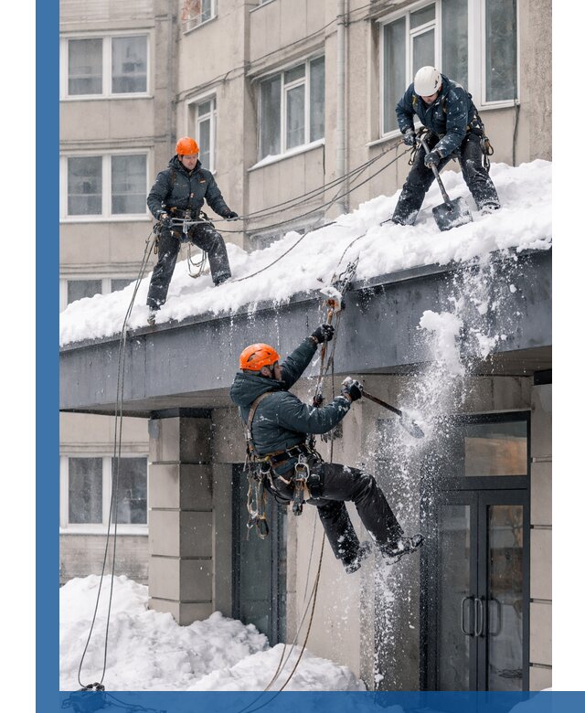 Безопасная очистка навесов от снега в Зиме круглогодично