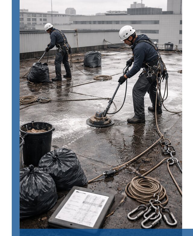 Плановая очистка кровли по графику в Зиме для безопасности