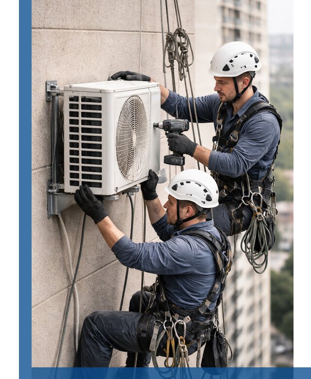 Монтаж внешнего блока кондиционера в Зиме установка и крепление