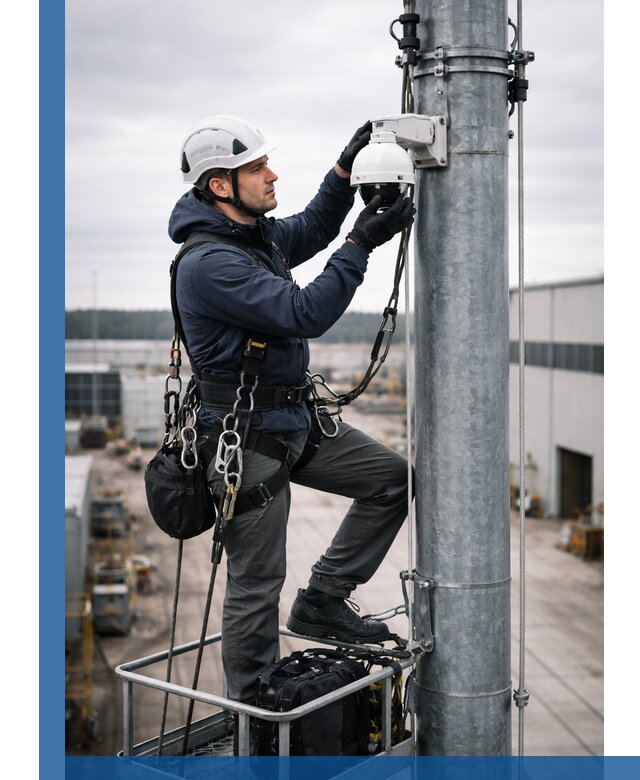 Профессиональная установка видеокамер на мачте в Зиме