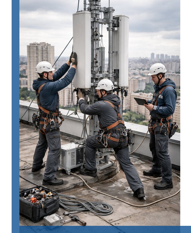 Монтаж антенн связи на крыше в Зиме с вводом в эксплуатацию