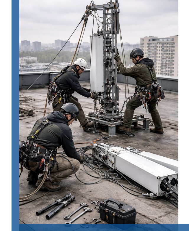 Демонтаж антенн на крыше зданий в Зиме с гарантией