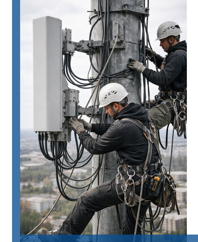 Монтаж оборудования связи на мачте в Зиме с пусконаладкой