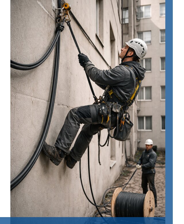 Протяжка кабеля питания на высоте в Зиме от 460 р. | ВЫСОТНИК-Зма