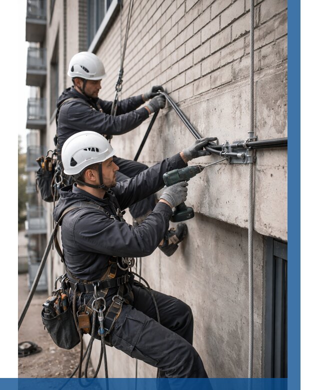 Крепление кабеля на фасаде в Зиме от 358 р. | ВЫСОТНИК-Зма