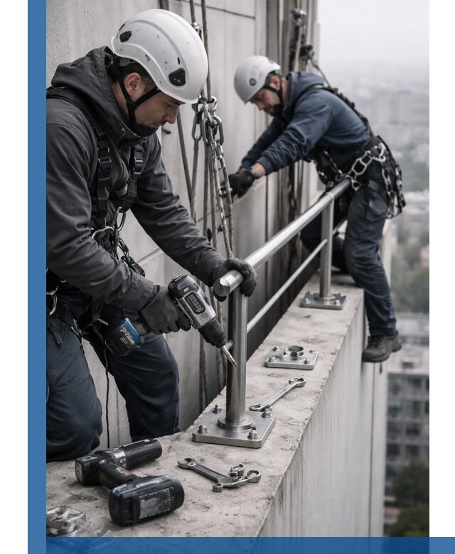 Монтаж перил на высоте в Зиме для жилых и промобъектов