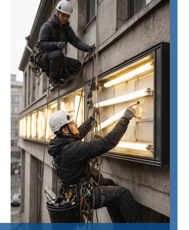 Замена ламп в вывеске в Зиме под ключ от 3580 р. | ВЫСОТНИК-Зма