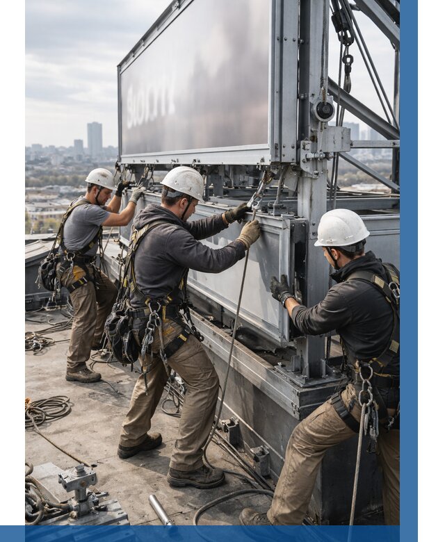 Монтаж крышной рекламной конструкции в Зиме от 61368 р.|ВЫСОТНИК-Зма