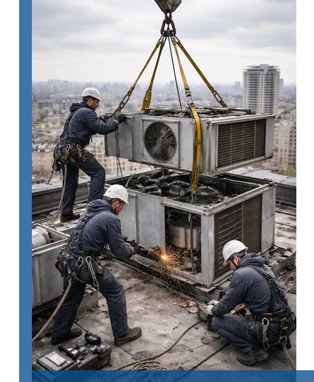 Демонтаж крышной установки в Зиме любой сложности