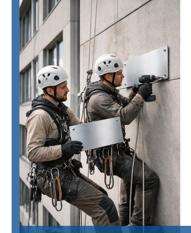 Монтаж табличек и указателей в Зиме для зданий и сооружений