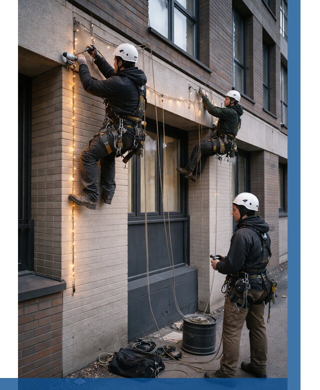 Монтаж гирлянд на фасаде в Зиме от 3580 р. | ВЫСОТНИК-Зма