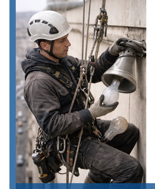 Замена ламп на высоте в Зиме профессионально и быстро