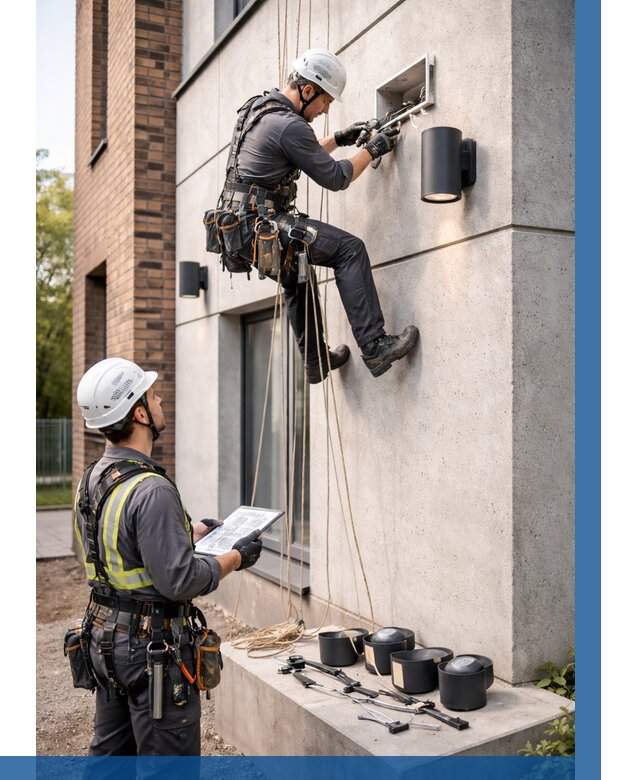 Монтаж фасадного освещения в Зиме от 2557 р. | ВЫСОТНИК-Зма