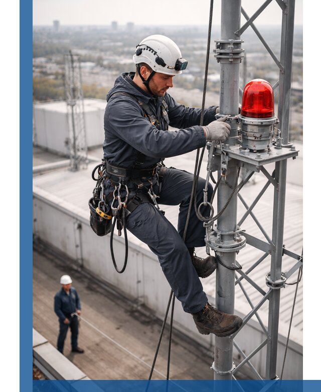 Монтаж заградительных огней и обслуживание объектов в Зиме