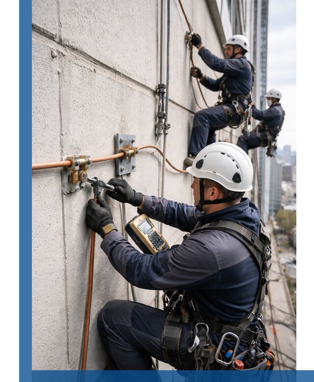 Монтаж системы заземления здания и молниезащиты в Зиме