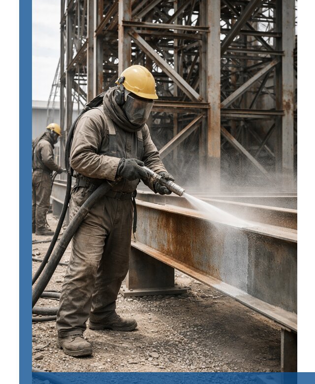 Пескоструйная очистка металлоконструкций в Зиме промышленная