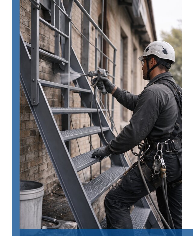 Покраска и антикоррозионная защита пожарных лестниц в Зиме