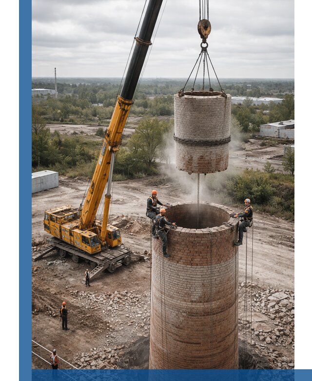 Демонтаж дымовой трубы в Зиме с гарантиями безопасности