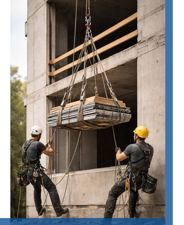 Подъем материала на этаж веревками в Зиме от 1534 р. | ВЫСОТНИК-Зма